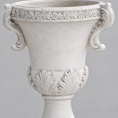 Antique White Magnesium Oxide Garden Urn Planter, 19 in