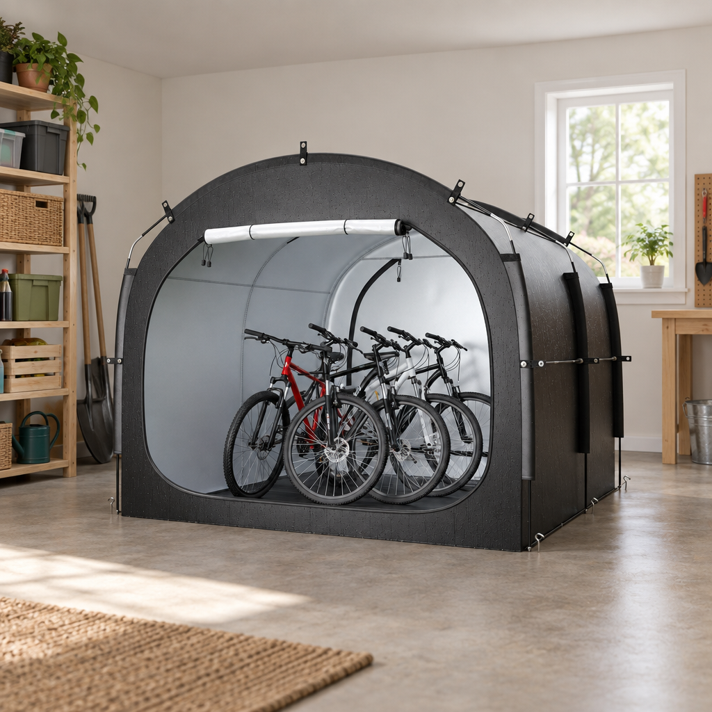 Spacious Bike Storage Tent for 5 Bikes, Black
