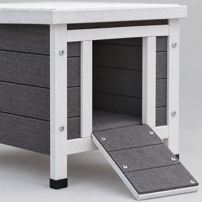 Outdoor Wooden Cat House with Sloped Roof and Door Flaps