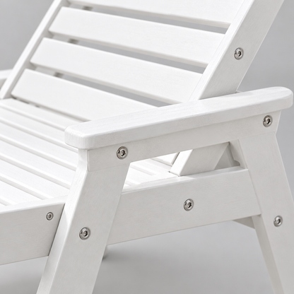 6-Position Adjustable Outdoor Chaise Lounge Chair, White
