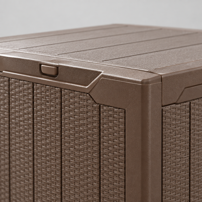 25 Gal Outdoor Deck Box with Lockable Lid, Woven Look