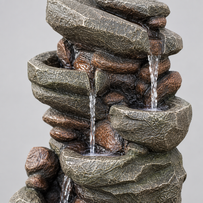 7-Tier Rock-Style Cascading Garden Fountain, 38.98 in