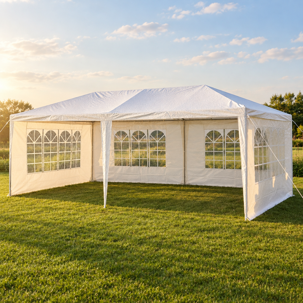 10 x 20 ft Party Tent with 4 Removable Sidewalls, White