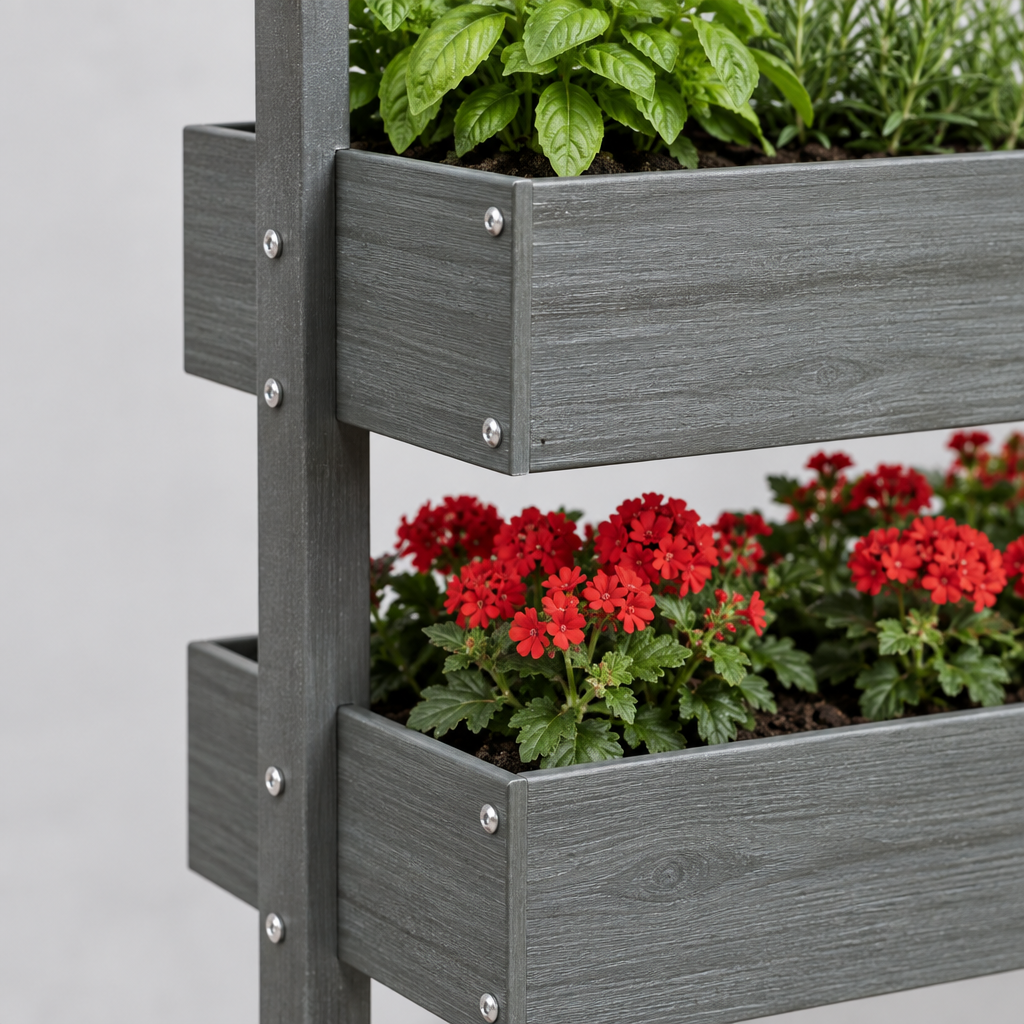 4-Tier Wooden Vertical Garden Planter, 56 in, Gray