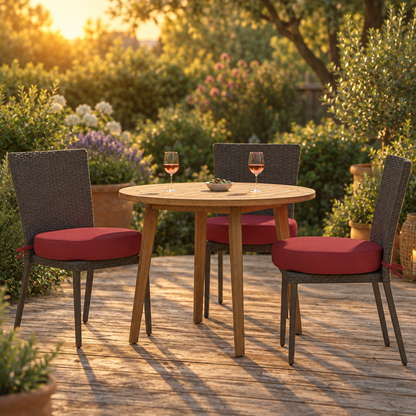Round Patio Chair Cushions, Set of 4, 15 in, Wine Red