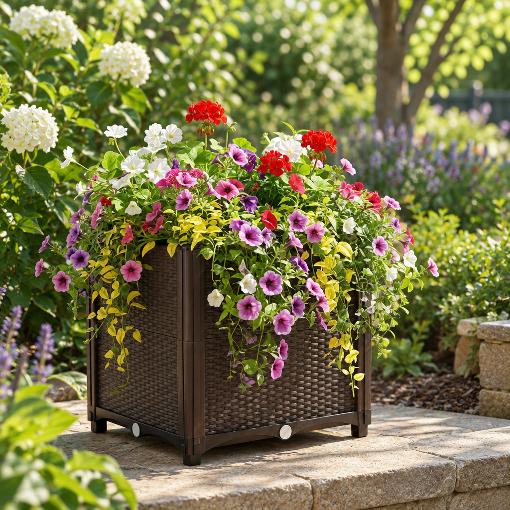 Self-Watering Raised Garden Bed Planter, Brown