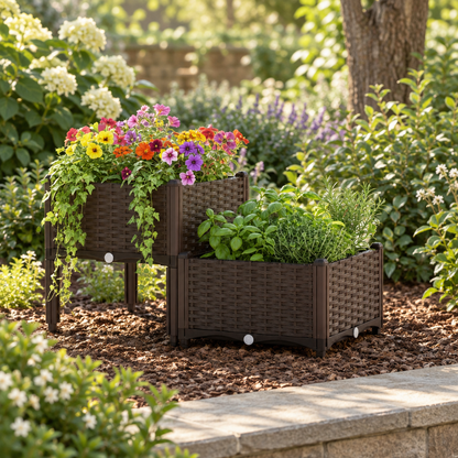 Self-Watering Raised Garden Bed with Legs, Set of 2
