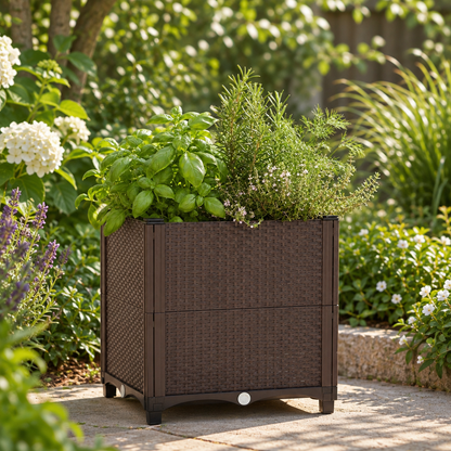 Self-Watering Elevated Garden Bed Planter, Brown