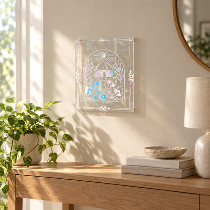 Mushroom Rainbow Prism Suncatcher Window Sticker