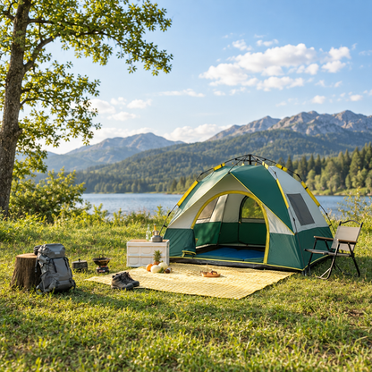 Automatic Pop-Up Camping Tent, Double and 3 to 4 Person