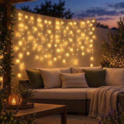 Warm White LED Icicle Curtain String Lights, 10 m, 400 LED