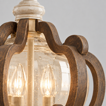 6-Light Wood Chandelier, Cream, 20.5 x 18 x 24 in