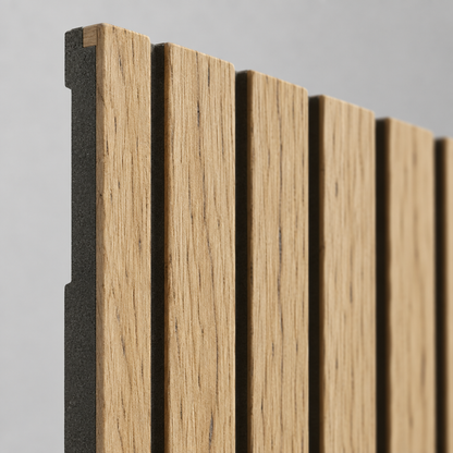 45 in Wood Slat Acoustic Wall Panels, 2 Pack, White Oak