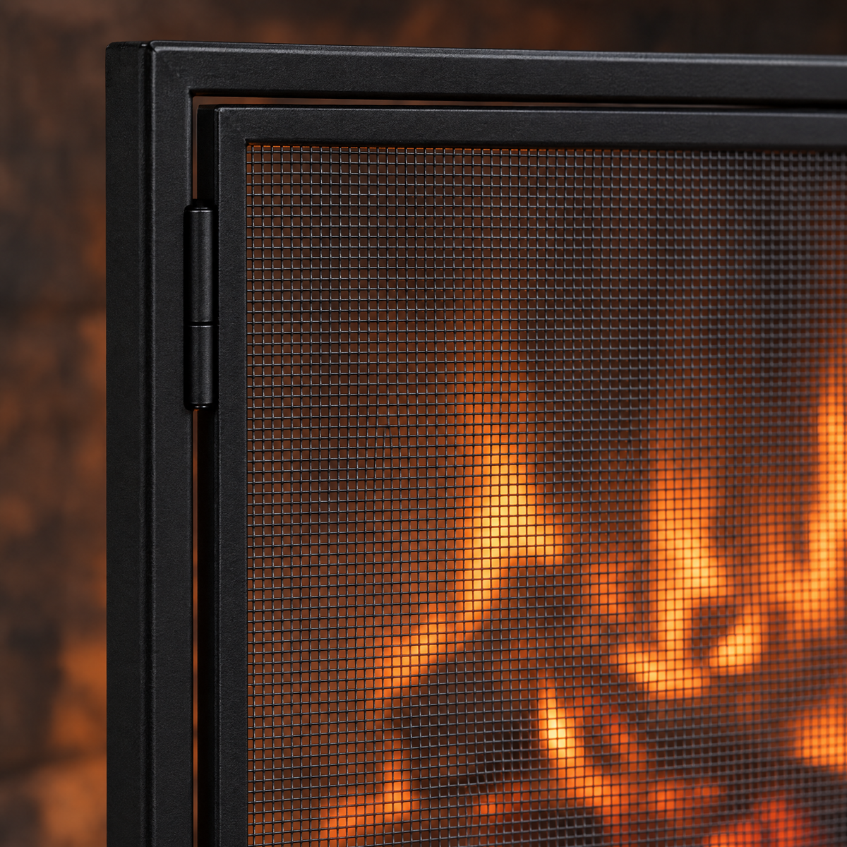 Fireplace screen mesh detail