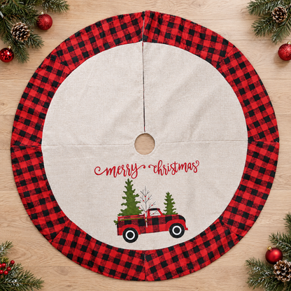 Christmas tree skirt flat lay