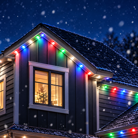 Permanent outdoor eave light strip