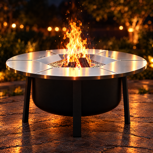 Stainless steel fire pit heat deflector