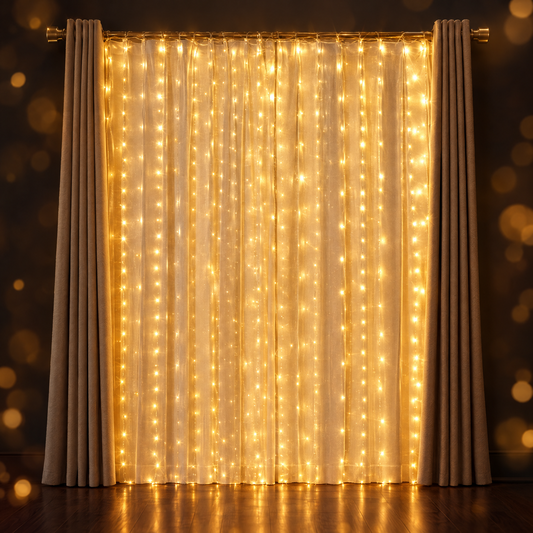 Warm white fairy curtain lights