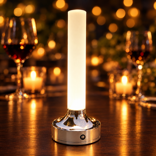 Camel-color cordless candle lamp