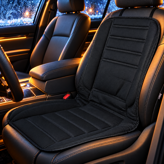 Black heated car seat cushion