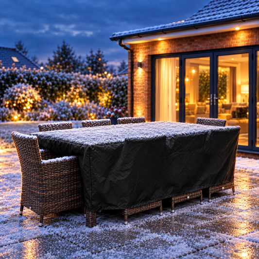 Black patio furniture cover