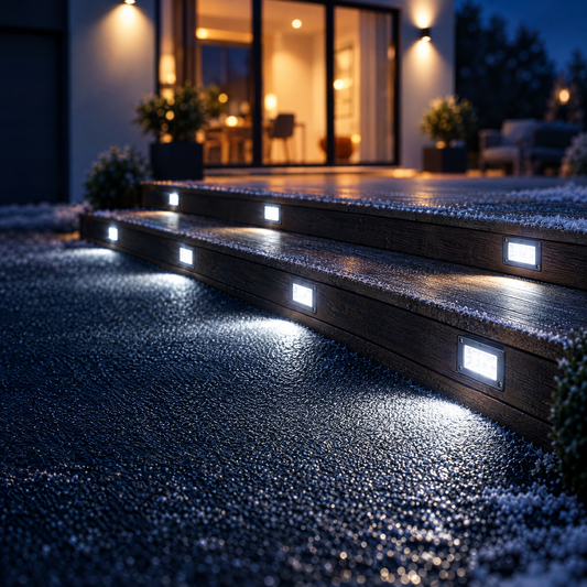 Set of flush-mount solar driveway lights