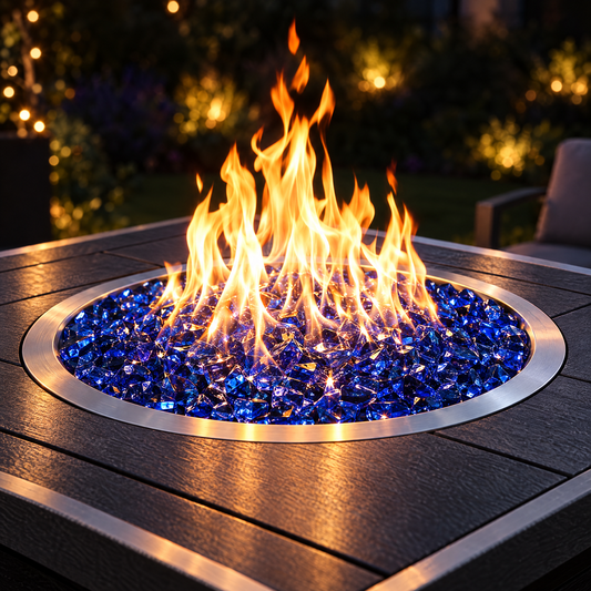 Cobalt blue flat round fire glass
