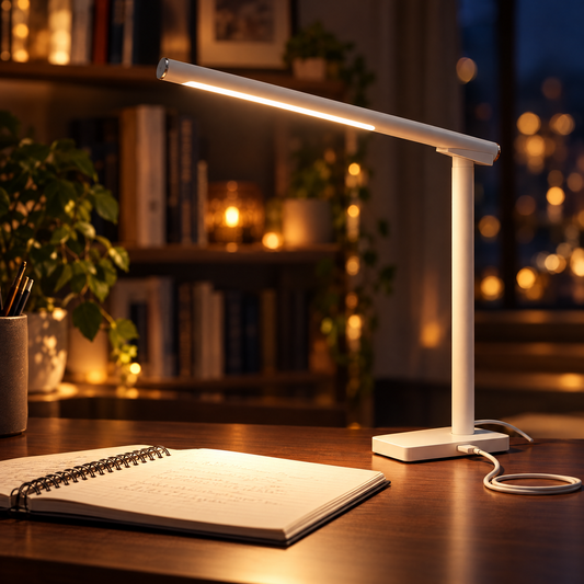 White foldable LED desk lamp