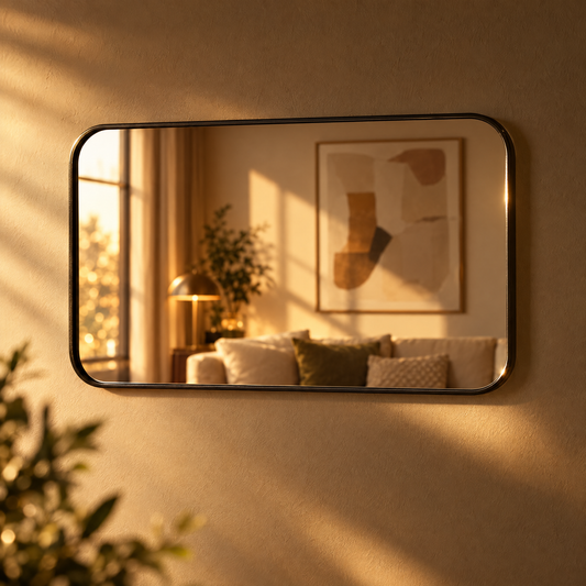 Rectangular slim metal frame wall mirror