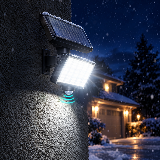 Pair of solar motion sensor flood lights